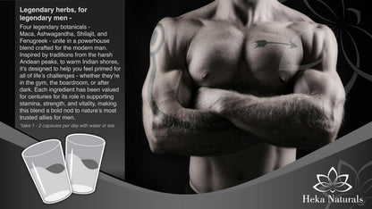 Heka Naturals Male Botanical Complex | 90 Capsules with Ashwagandha, Maca Root, Fenugreek & Shilajit | Traditional Plant-Based Ingredients for Active Lifestyles | Food Supplement Heka NaturalsBuy Supplements Australia