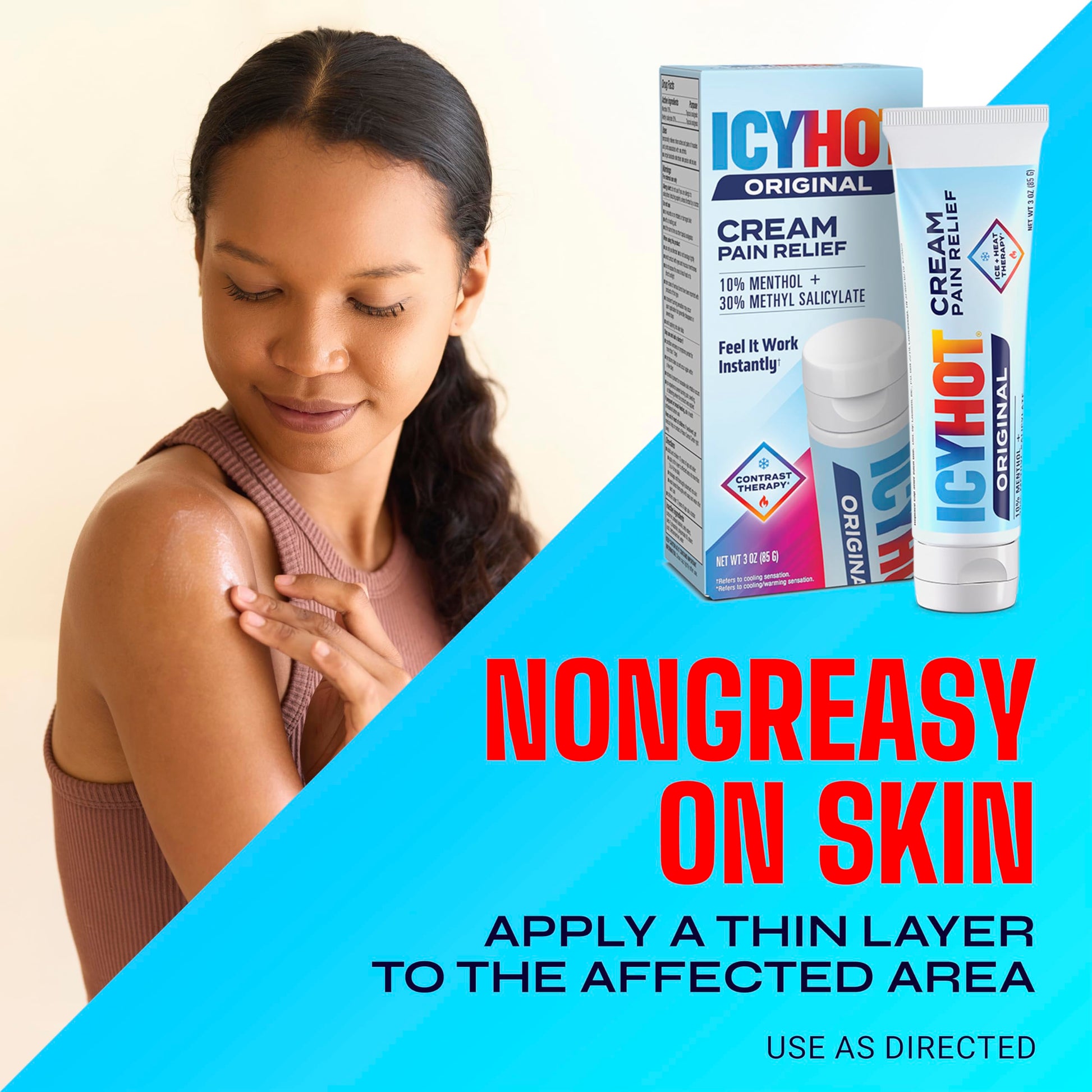 Icy Hot Original Pain Relief Cream, Fast-Acting Pain Relief with Menthol 10% and Methyl Salicylate 30%, Ice and Heat Contrast Therapy for Backaches, Joints, Muscle Strains and Arthritis, 3 oz Icy HotBuy Supplements Australia