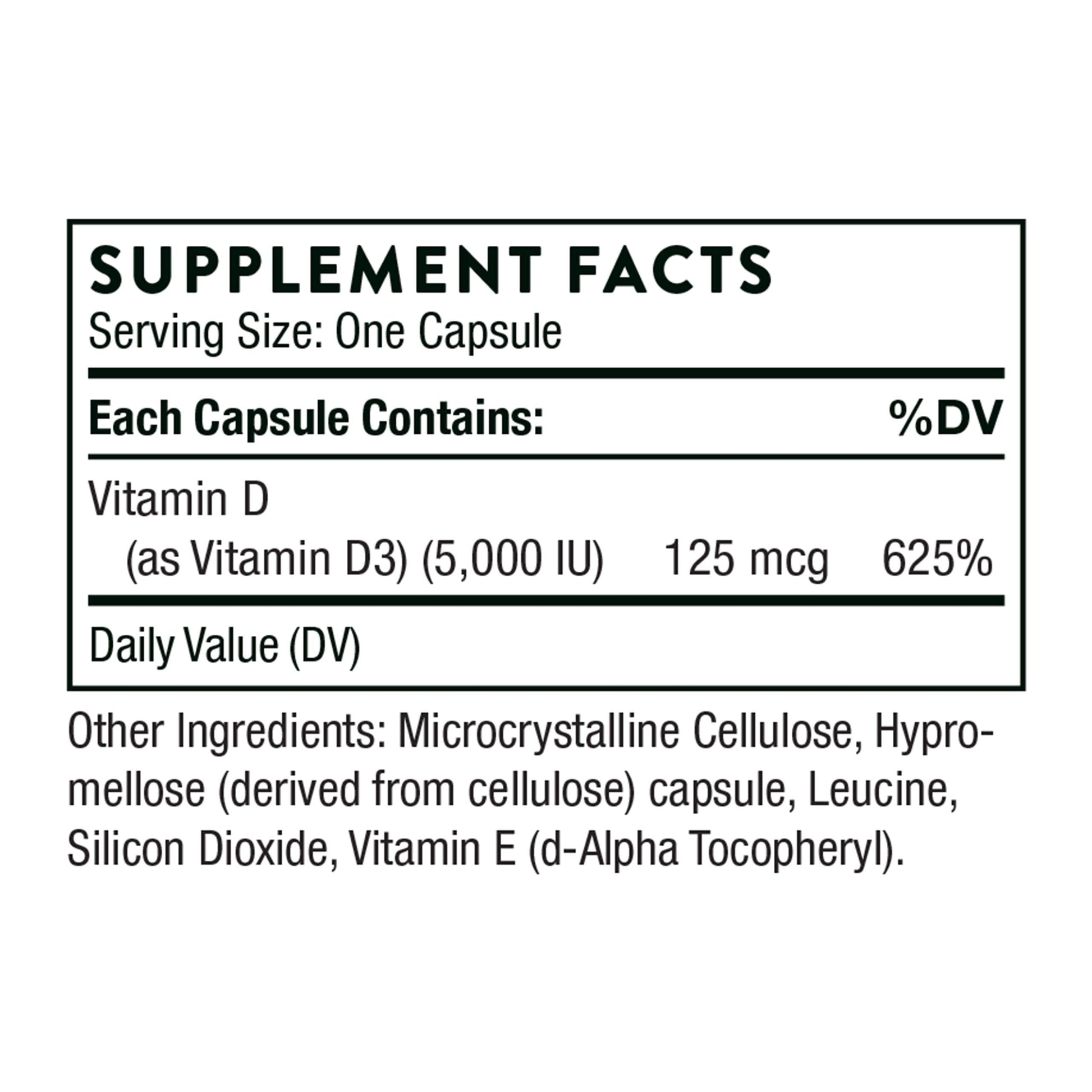 THORNE Vitamin D-5000 - Vitamin D3 Supplement - Support Healthy Bones, Teeth THORNEBuy Supplements Australia