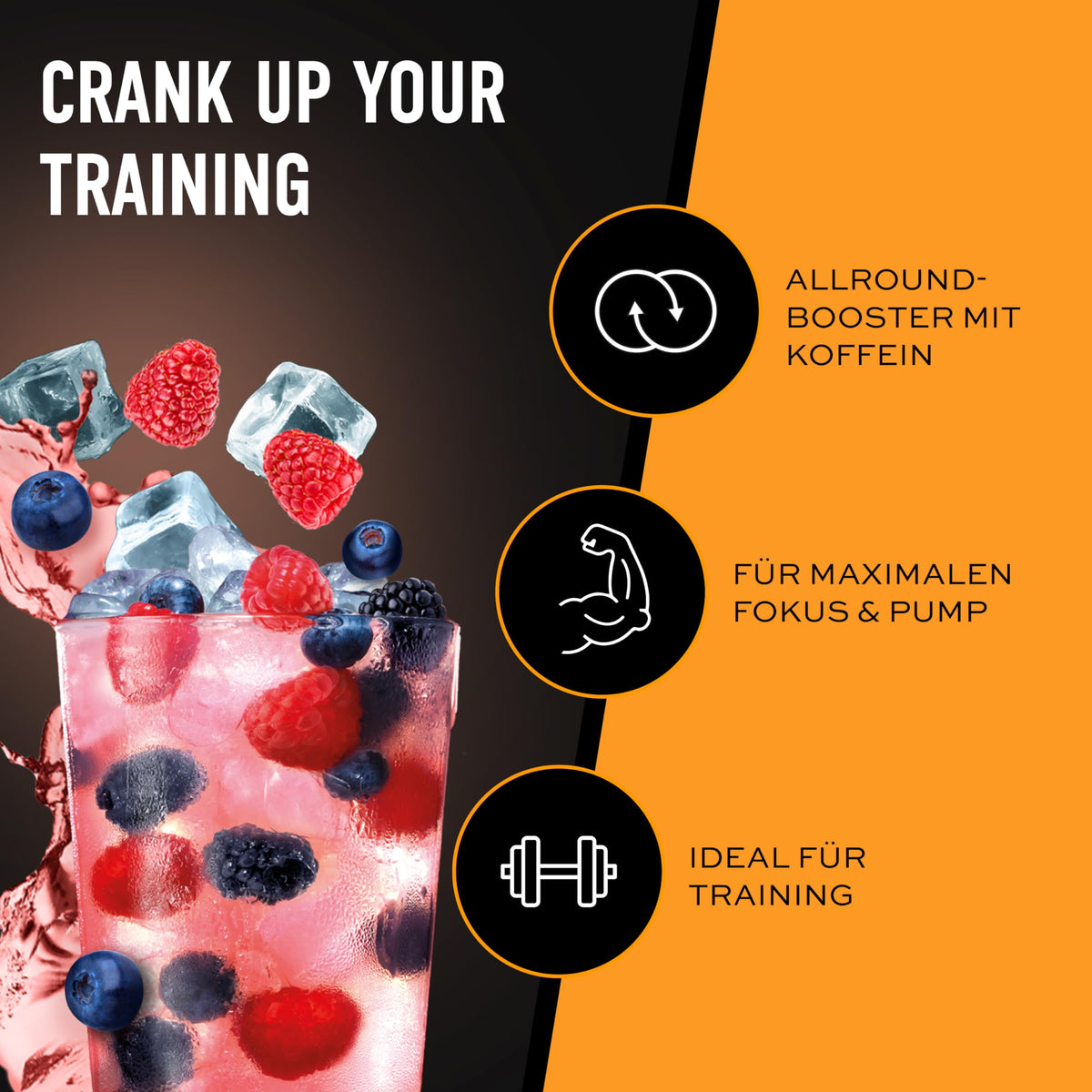 Buy ​ESN Crank, Fresh Berry Juice, 380 g, Pre Workout Booster, Vegan, Tested Quality, Made in Germany - OmniHealthRx Usa supplements