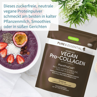 Igennus Collagen Powder Vegan with Vitamin C, Vegetable Peptide Collagen with 21 Amino Acids and 80% Protein Protein, No Additives, 500 g