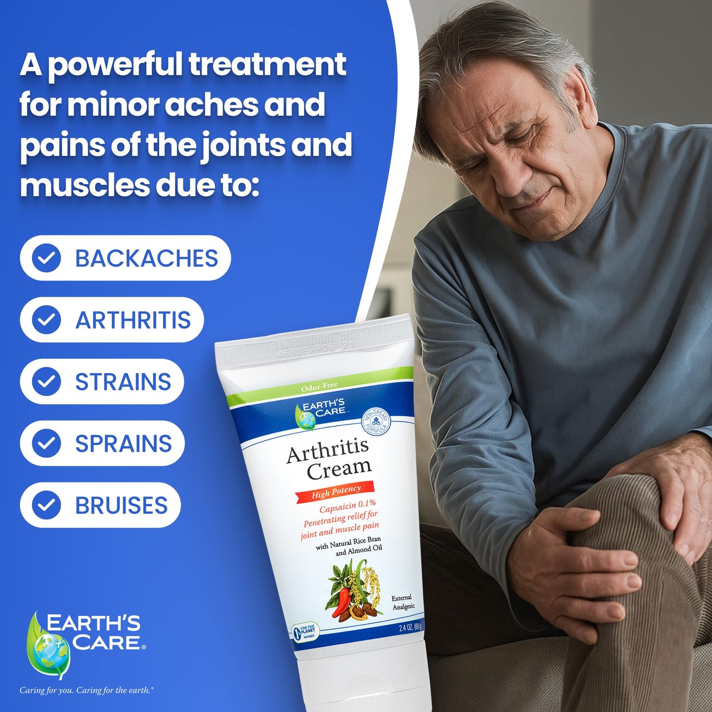 Earth's Care Arthritis Cream - Joint Cream with Natural Capsaicin - Topical Analgesic 2.4 OZ (Pack of 2) Earth's CareBuy Supplements Australia