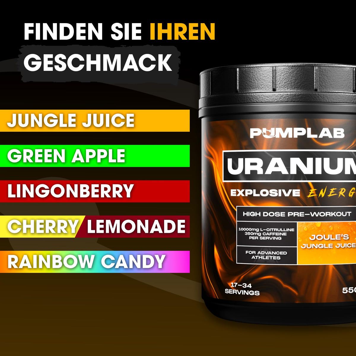 Buy ​Booster Pre-Workout Uranium Hardcore with High Caffeine Content, 550 g | Ultra Strong Gym Booster with L-Citrulline, Beta-Alanine and Nootropics for Energy, Pump and Focus - OmniHealthRx Usa supplements