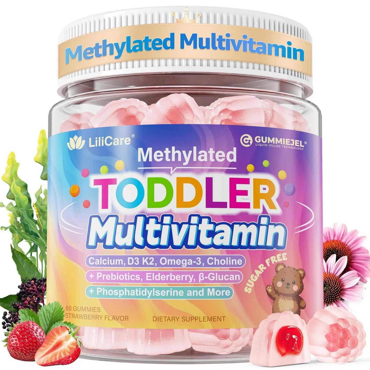 Toddler Multivitamin Gummies with Iron, Omega-3, ARA, Calcium, Prebiotic | Methylated Vitamins for Kids Ages 2+ | Overall Support | LILICAREBuy Supplements Australia