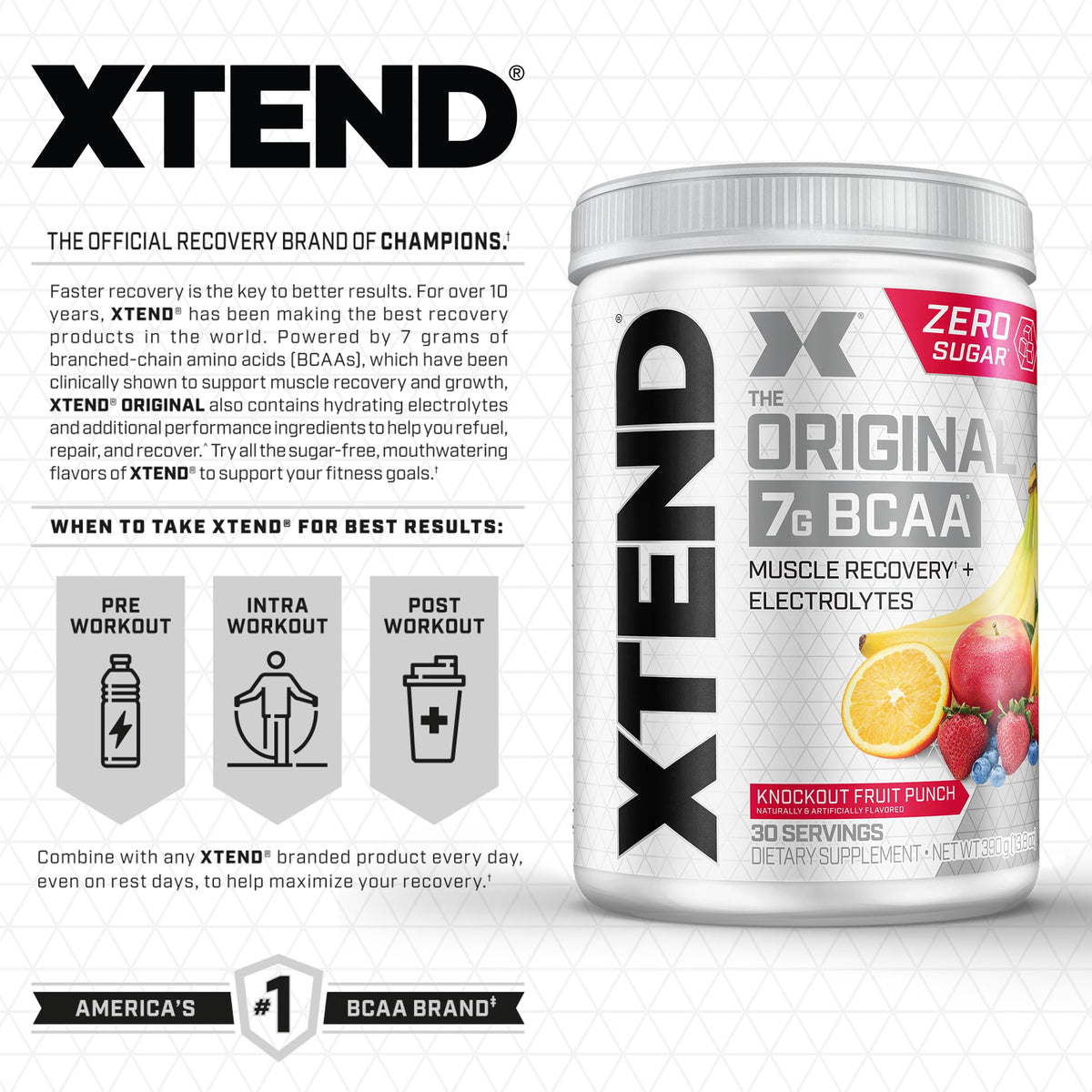 Cellucor Pre Workout & BCAA Bundle, C4 Original Pre Workout Powder, Fruit Punch, 30 Servings + XTEND BCAA Powder, Knockout Fruit Punch, 30 Servings