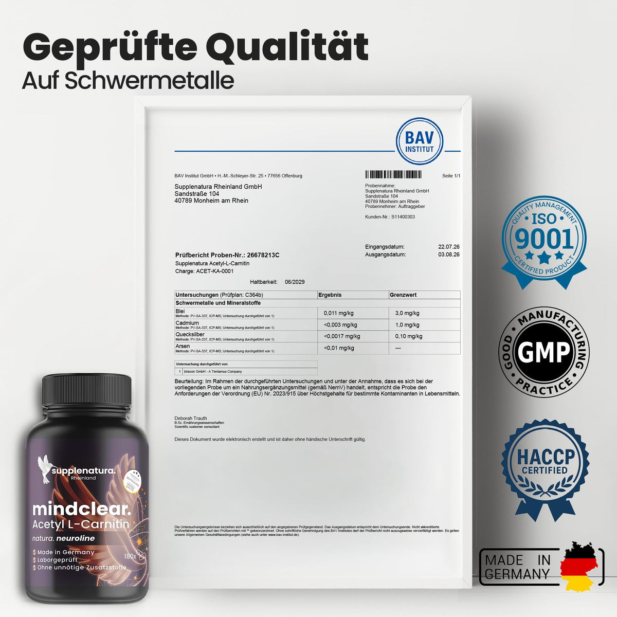 Supplenatura® Acetyl L Carnitine Capsules, Alcar, Neuroline | Laboratory tested quality, German manufacturing, clean label formula, long-term stock