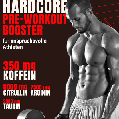 Strongest training booster - premium pre-workout booster with the absolute hardcore dose - for more pumping, focus and continuous power - 600 g - made in Germany | Pump booster with natural caffeine - for fitness energy and focus - vegan