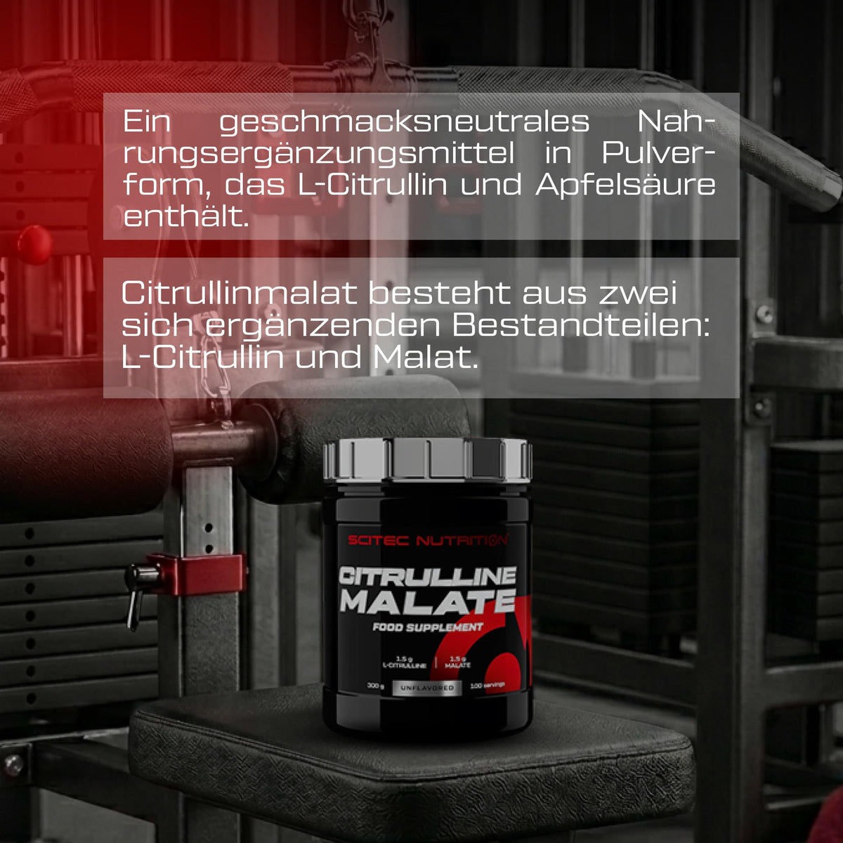 Scitec Nutrition Citrulline Malate - Flavour-Neutral Pre-Workout Powder | L-Citrulline & Malic Acid Formula - For your own pre-workout mixes - Easy to mix drink powder - 300 g, tasteless