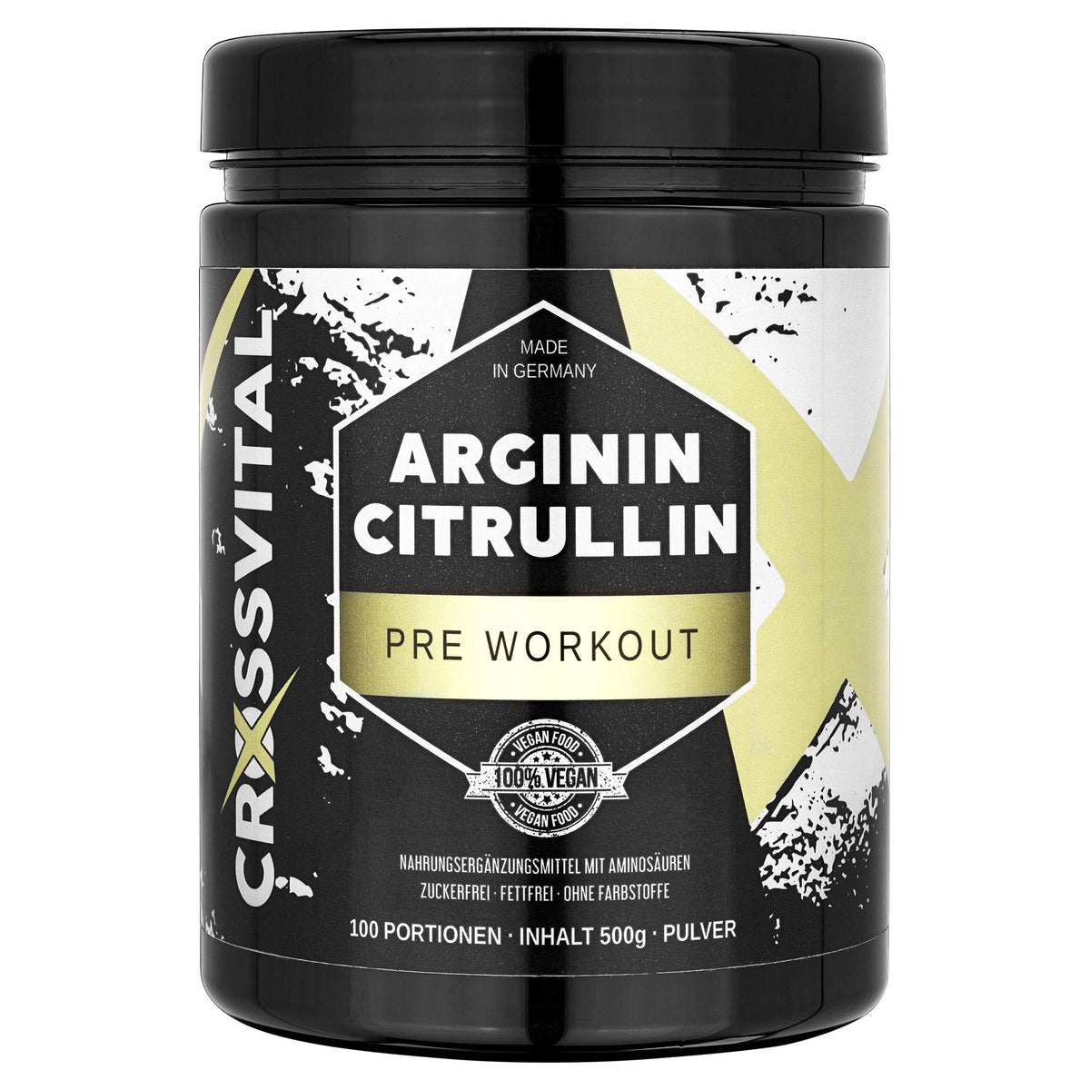 L-Arginine & L-Citrullin Powder I CROSSVITAL I Vegan I 500 g I 1A Soluble I 100 Servings I Made in Germany