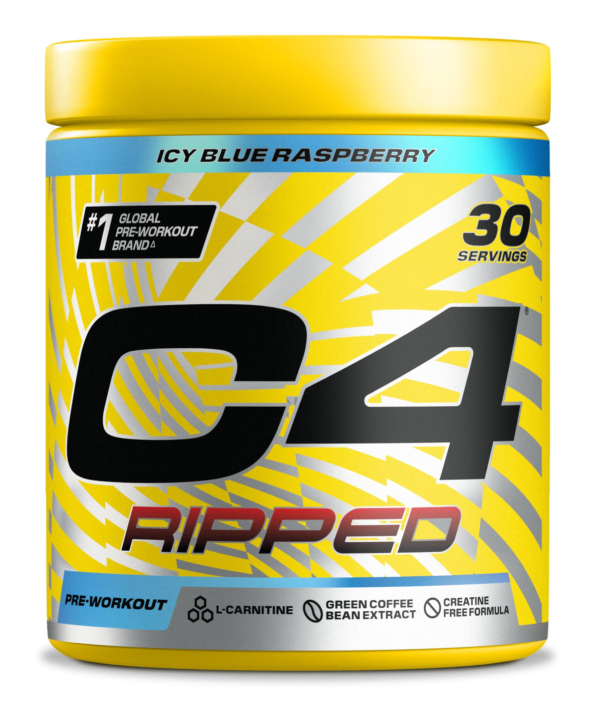 C4 Ripped - Pre-Workout Booster - Icy Blue Raspberry (Raspberry) | Drink Powder for Energy Drink | 150 mg Caffeine + Beta-Alanine + Green Coffee Bean Extract | 30 Servings