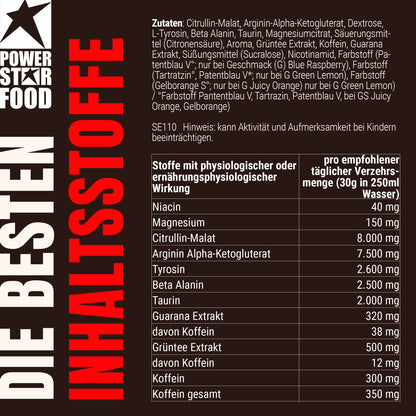 Strongest training booster - premium pre-workout booster with the absolute hardcore dose - for more pumping, focus and continuous power - 600 g - made in Germany | Pump booster with natural caffeine - for fitness energy and focus - vegan