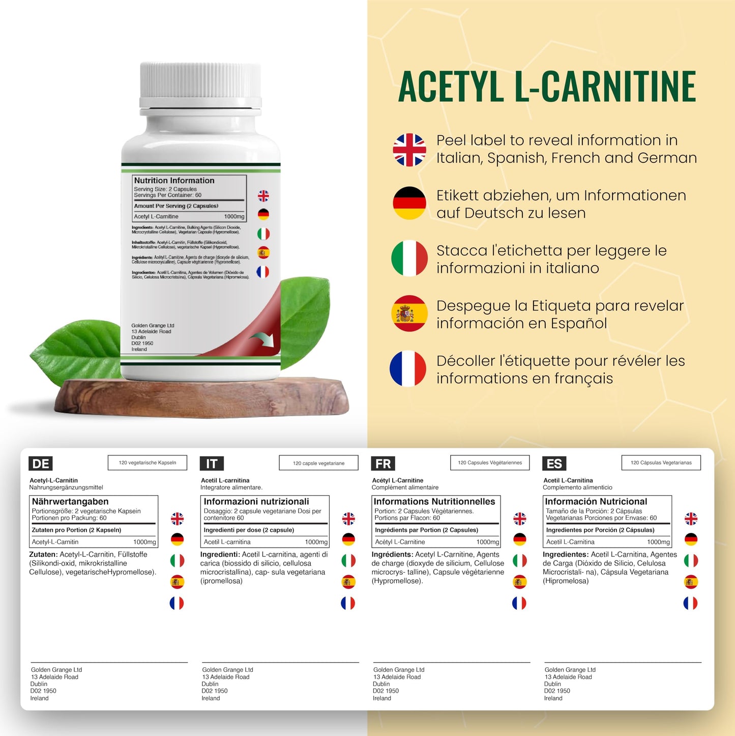 DW L Carnitine Capsules | 120 High Dose Acetyl L Carnitine - 1000mg L-Carnitine Per Serving | GMO and Gluten Free L-Carnitine