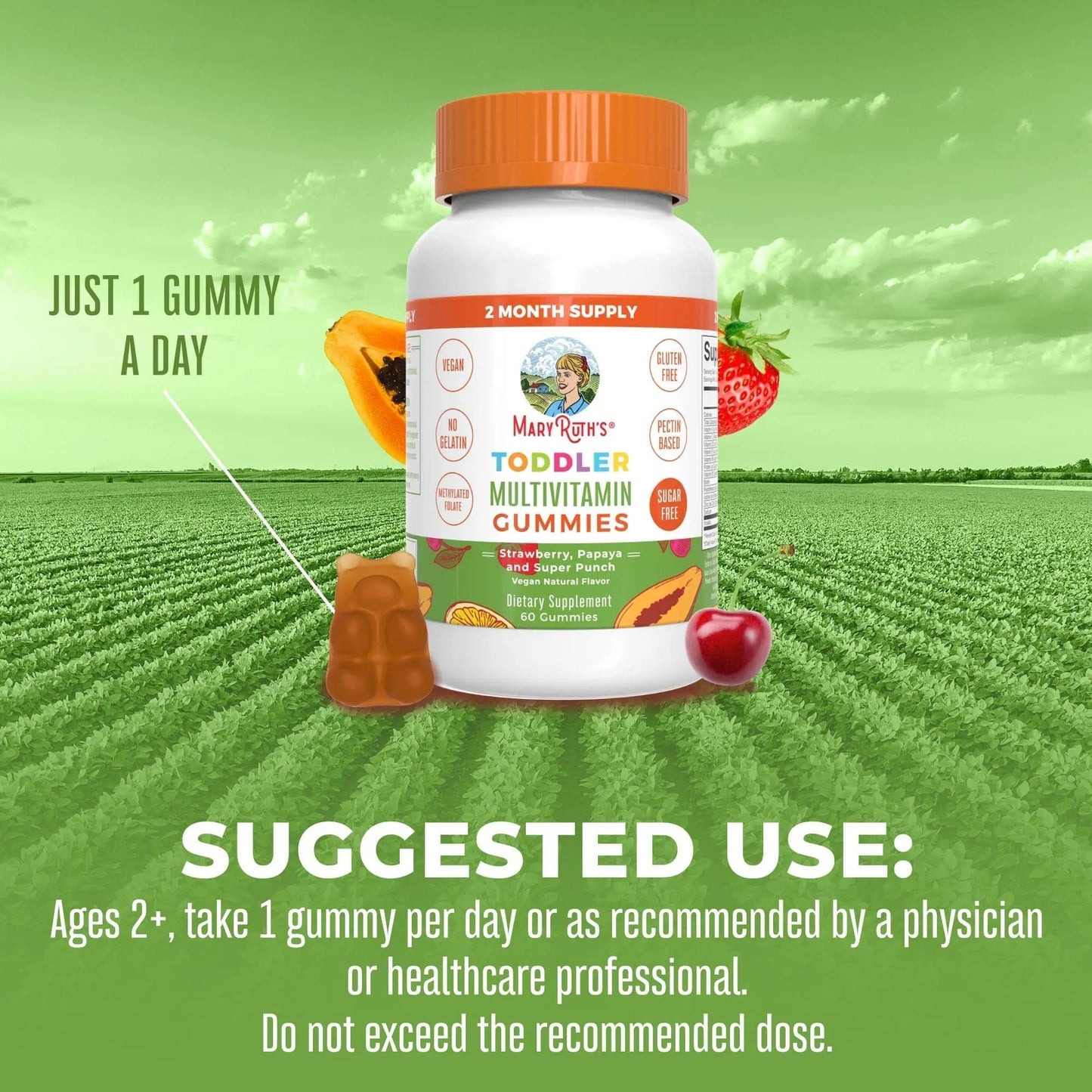 MaryRuth Organics Sugar Free Vitamin Gummies for Kids Age 2 | 2 Month Supply Multivitamin with Vitamin C, D3, Zinc | 1 Gummy Per Day | Toddler Vitamins MaryRuth OrganicsBuy Supplements Australia