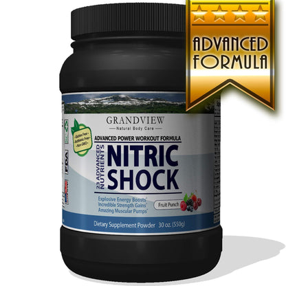 N Shock- Pre Workout Powder, x10 Strength, 44 Servings, (Fruit Punch) Boost Energy, Increase Endurance and Focus, Beta-Alanine, 175mg Caffeine, Citrulline Malate, Nitric Oxide Booster - Keto Friendly