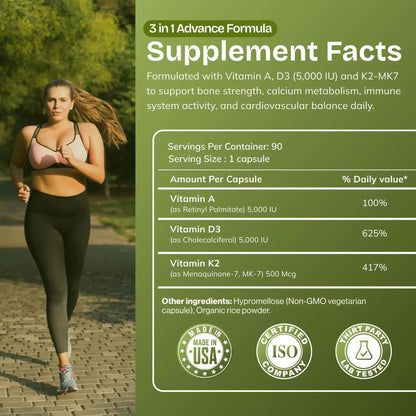 Daily Vites, ADK Vitamin Supplement 5000 IU, 90 Capsules - 3 Months Supply - High Potency Vitamin A, D3 & K2 (MK-7) - Physician Formulated ADK for Bone, Heart AND GIVE US TODAY OUR DAILYBuy Supplements Australia
