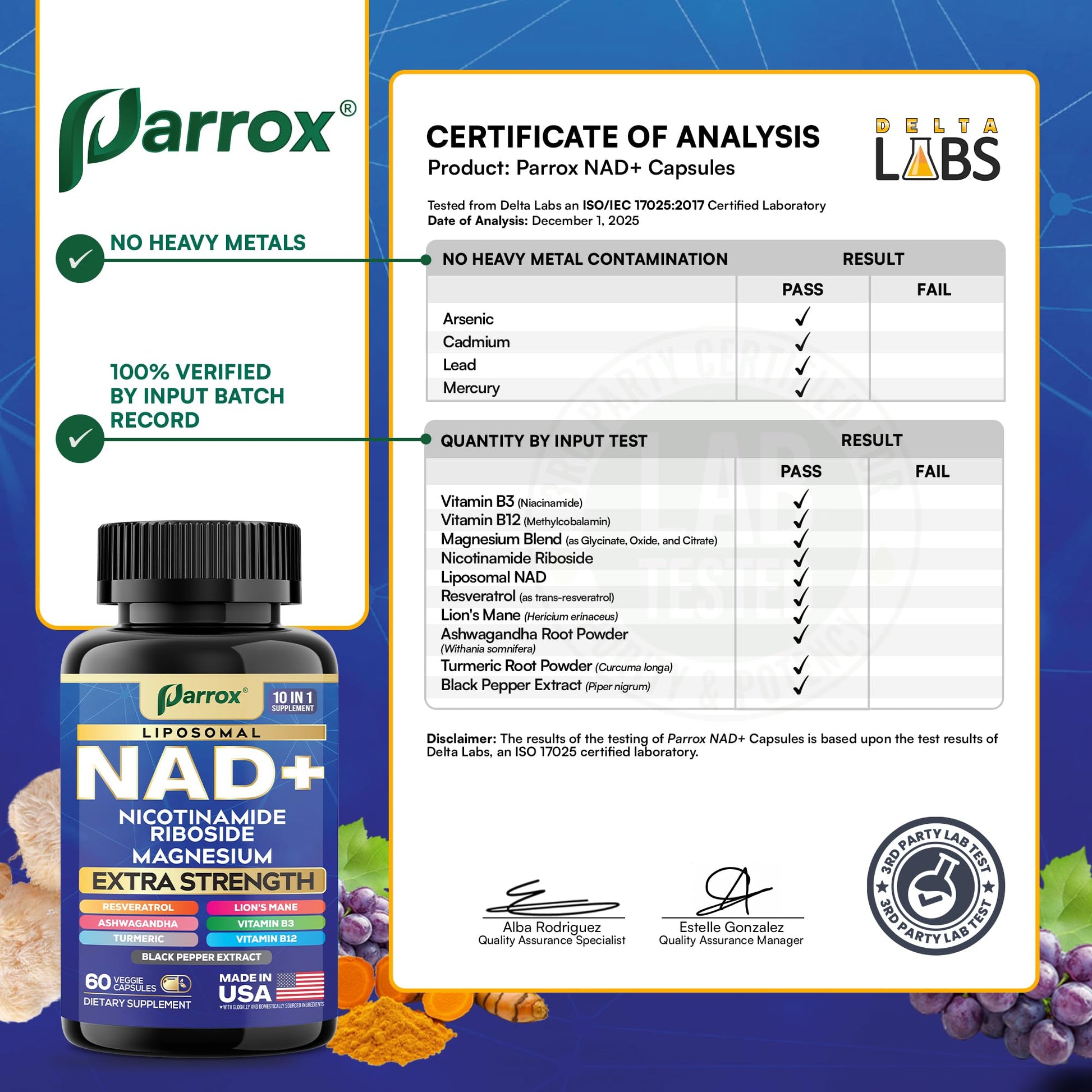 Parrox NAD+ Supplement with Liposomal NAD+, Nicotinamide Riboside, Magnesium, Vitamin B3 & B12, Resveratrol, Turmeric, Ashwagandha, Lion’s Mane,10-in-1 Extra Strength (2 Pack) ParroxBuy Supplements Australia