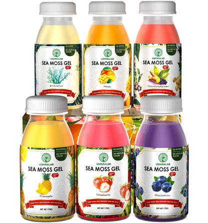 USMIRALAB Wildcrafted Sea Moss Gel for Purists： 6-Flavor Ritual Set (36oz) with Antioxidant Ocean Minerals | Pure Superfood Base Vegan USMIRALABBuy Supplements Australia