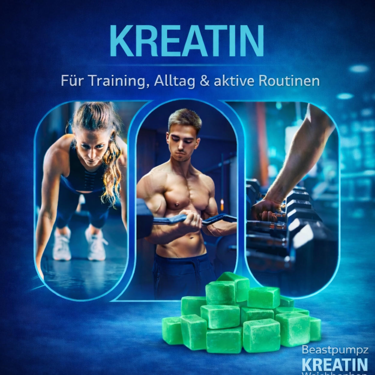 Creatine Monohydrate Gummies - 5000 mg Creatine per Serving - Fruit Gums for Muscle Building & Performance - 120 Gummies Blueberry - Flavour - Low Sugar - Free from Gluten, Lactose, Soy