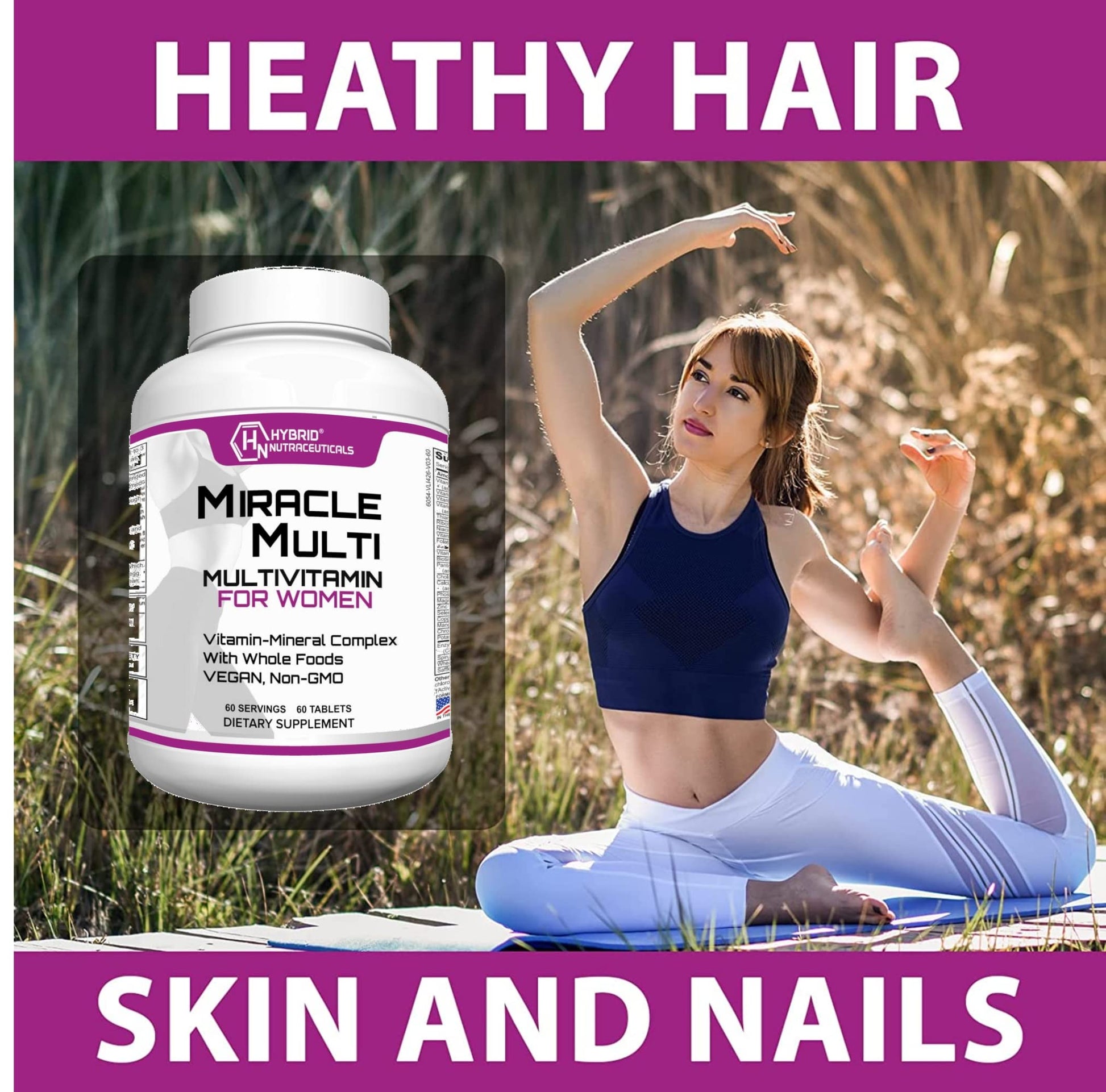 Hybrid Nutraceuticals MiracleMulti Women Multivitamin with Probiotics, Biotin, Folic Acid, Enzymes + Fruit & Vegetable Blend - Immune Support, Heart Health, Energy: 60 Servings (Non-GMO) Hybrid NutraceuticalsBuy Supplements Australia