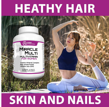 Hybrid Nutraceuticals MiracleMulti Women Multivitamin with Probiotics, Biotin, Folic Acid, Enzymes + Fruit & Vegetable Blend - Immune Support, Heart Health, Energy: 60 Servings (Non-GMO) Hybrid NutraceuticalsBuy Supplements Australia