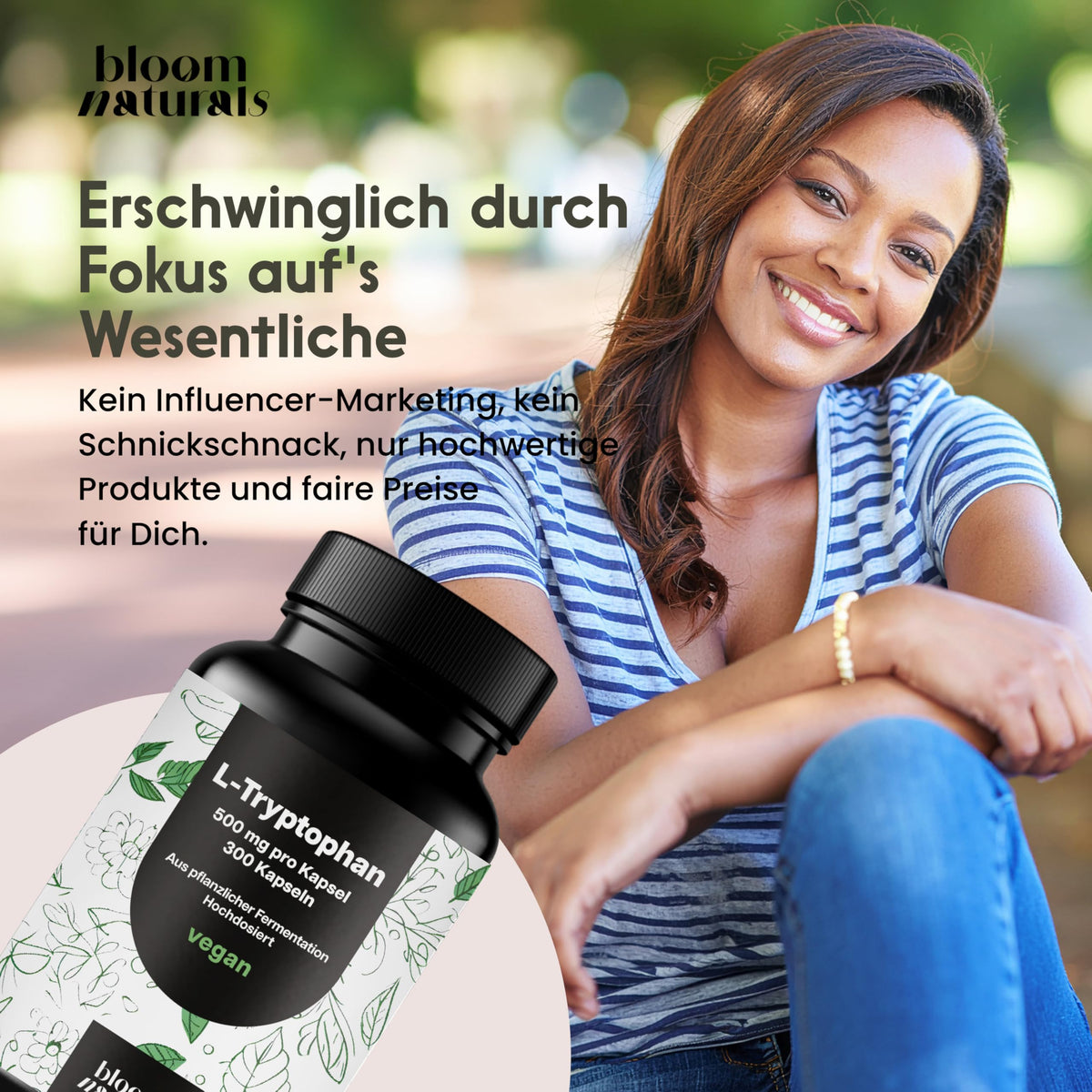 L-Tryptophan High Dose - 300 Capsules - 500 mg per Capsule | Made from vegetable fermentation - vegan, produced in Germany, laboratory tested