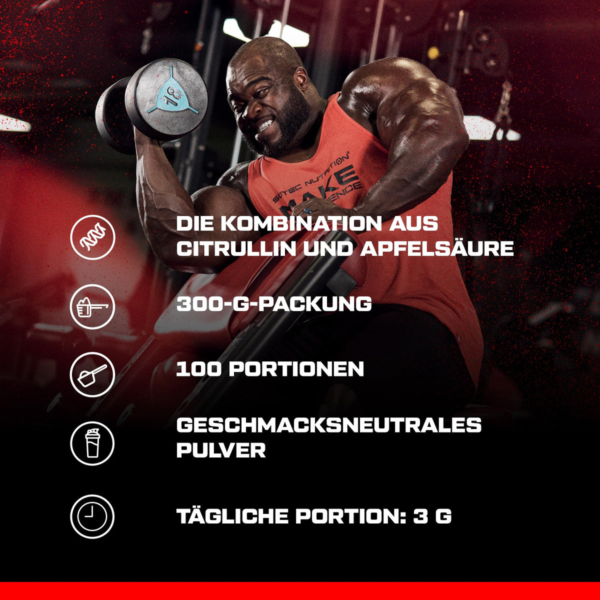 Scitec Nutrition Citrulline Malate - Flavour-Neutral Pre-Workout Powder | L-Citrulline & Malic Acid Formula - For your own pre-workout mixes - Easy to mix drink powder - 300 g, tasteless