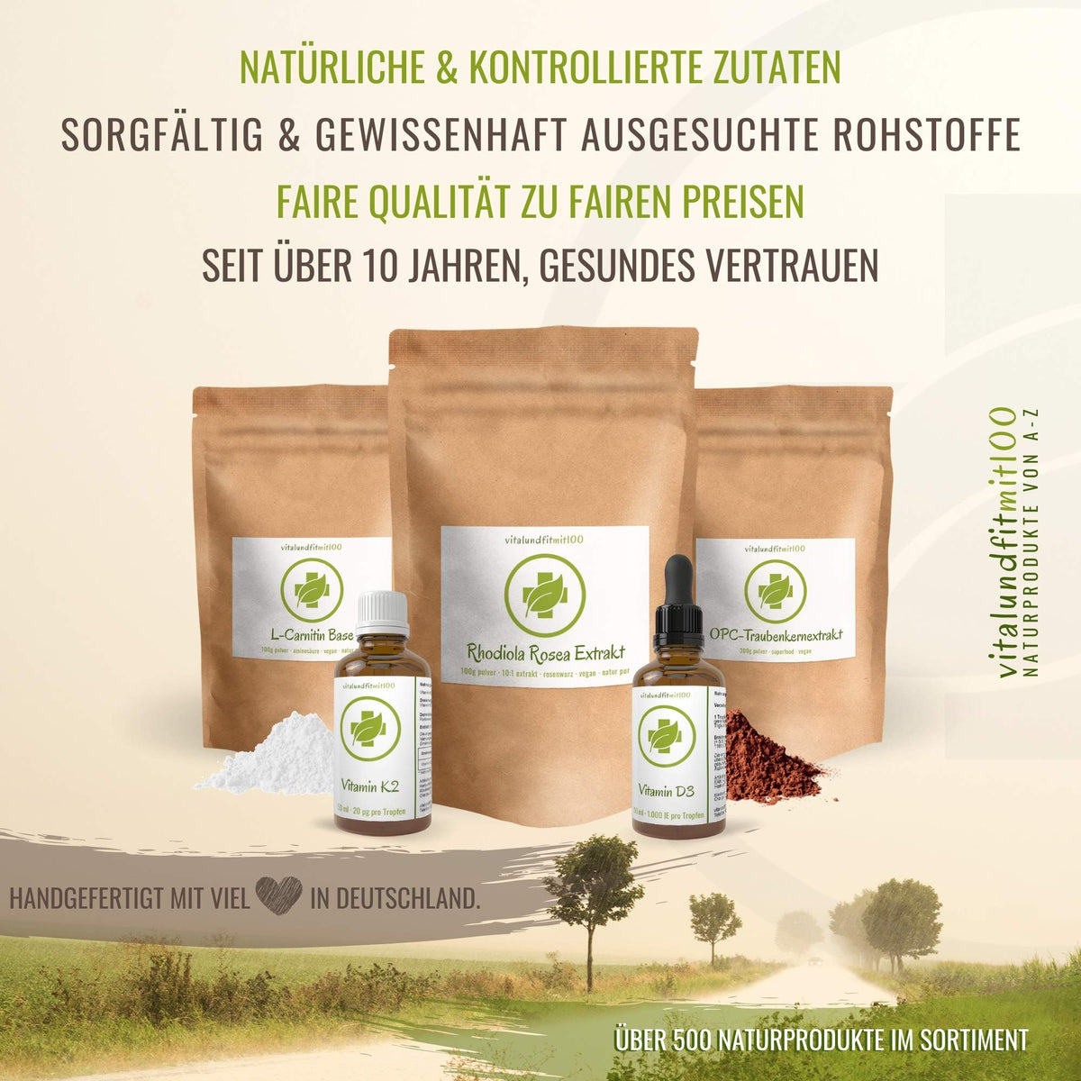 Vitalundfitmit100 L-Arginine 300 g + L-Citrulline Powder 200 g, Amino Acids, Fermentation, Vegan