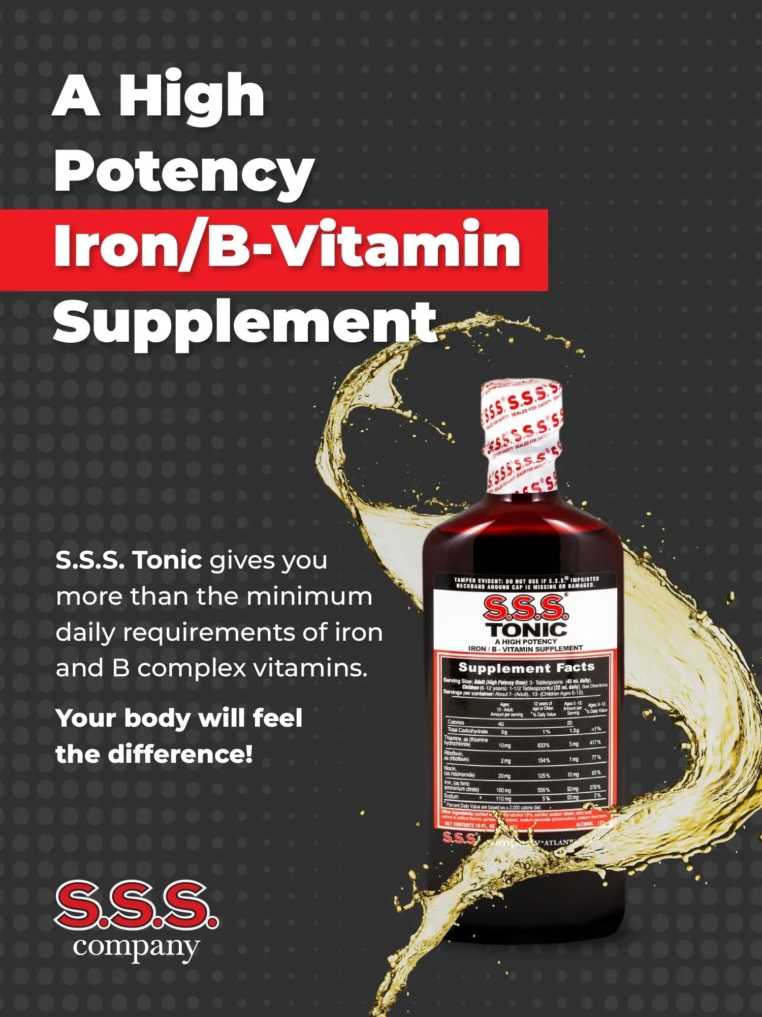S.S.S. Tonic, Iron and Vitamin B Supplement, High Potency Vitamins, Bottle,10 Fl Oz (Pack of 1) S.S.S. CO.Buy Supplements Australia