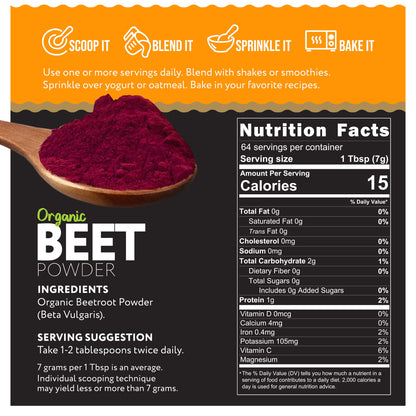 Ganic Food Organic Beetroot Powder, 16 Ounces