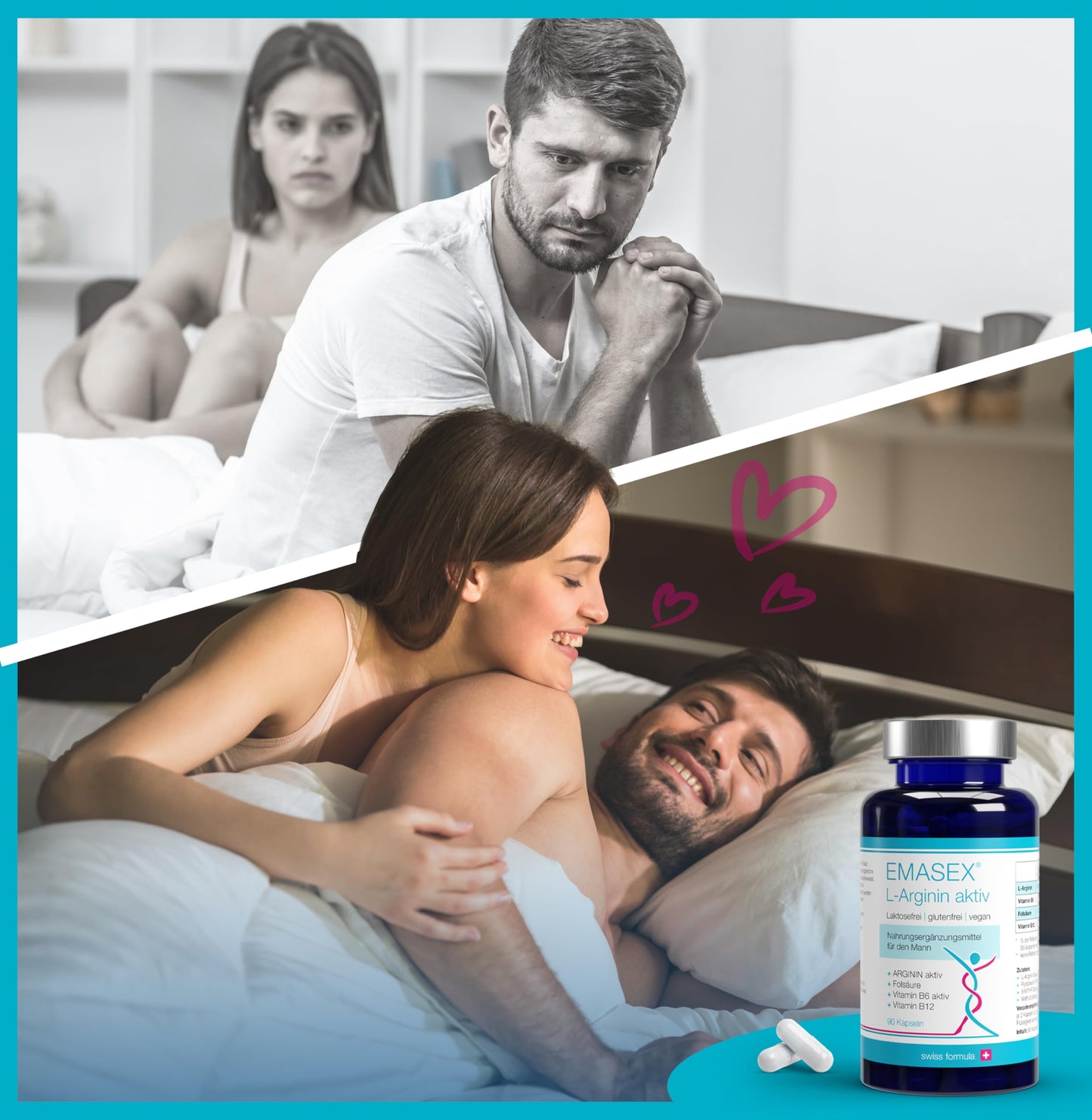 EMASEX L-Arginine Bioactive 2680 mg - High Dose with B6, B12 & Folic Acid - Swiss Formula for Men - Vegan, Blood Circulation & Vitality - 90 Capsules