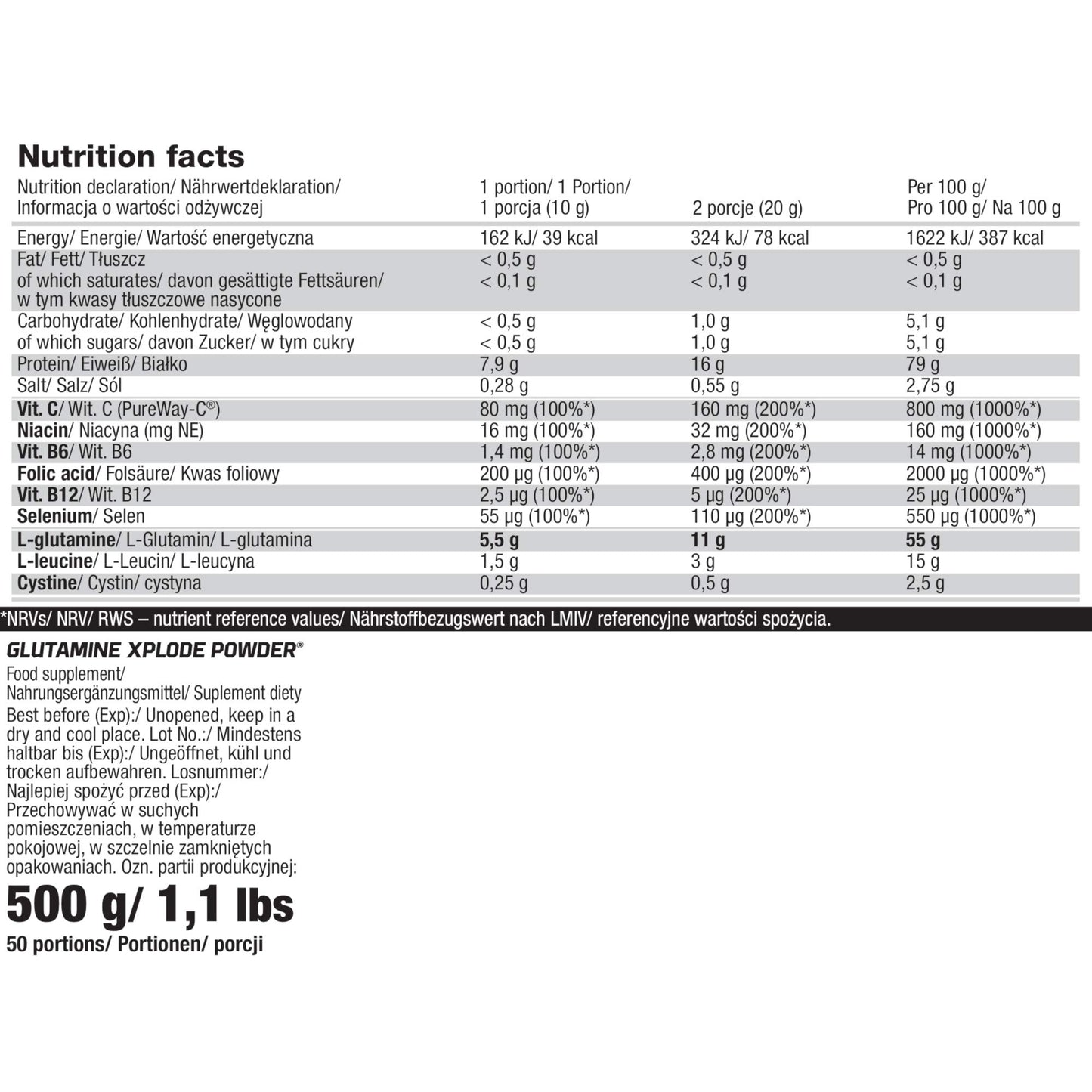 Olimp Sport Nutrition 500g Pineapple Glutamine Xplode Powder