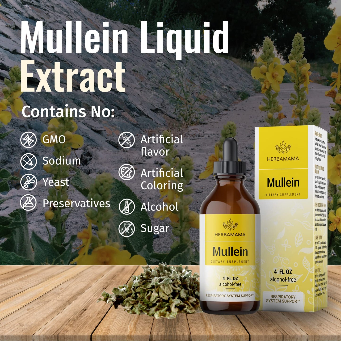 Mullein Leaf Tincture - Lung Cleanse - Vegan Mullein Drops - Lung Detox HERBAMAMABuy Supplements Australia