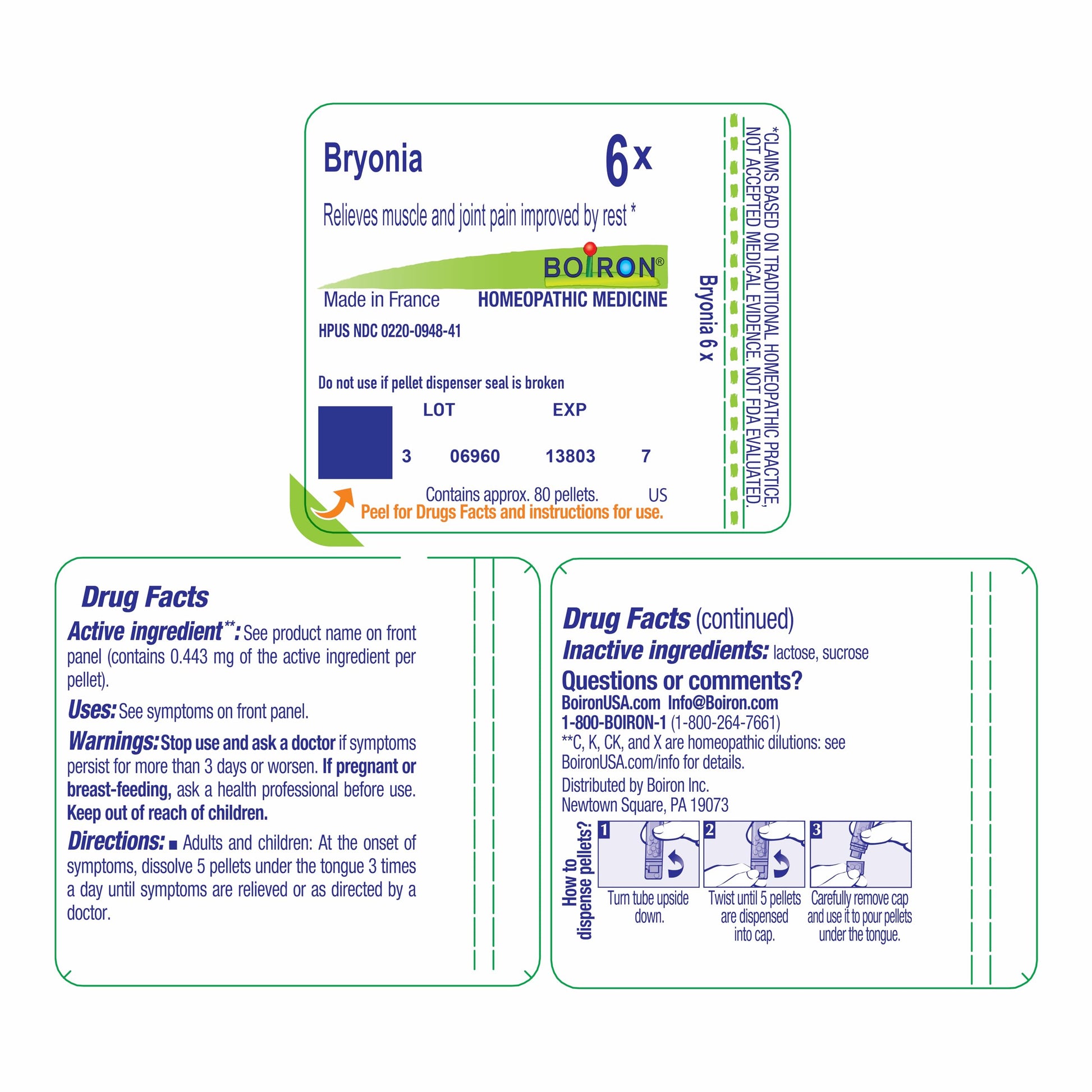 Boiron Bryonia 6X Homeopathic Medicine for Muscle & Joint Pain - 80 Pellets BoironBuy Supplements Australia