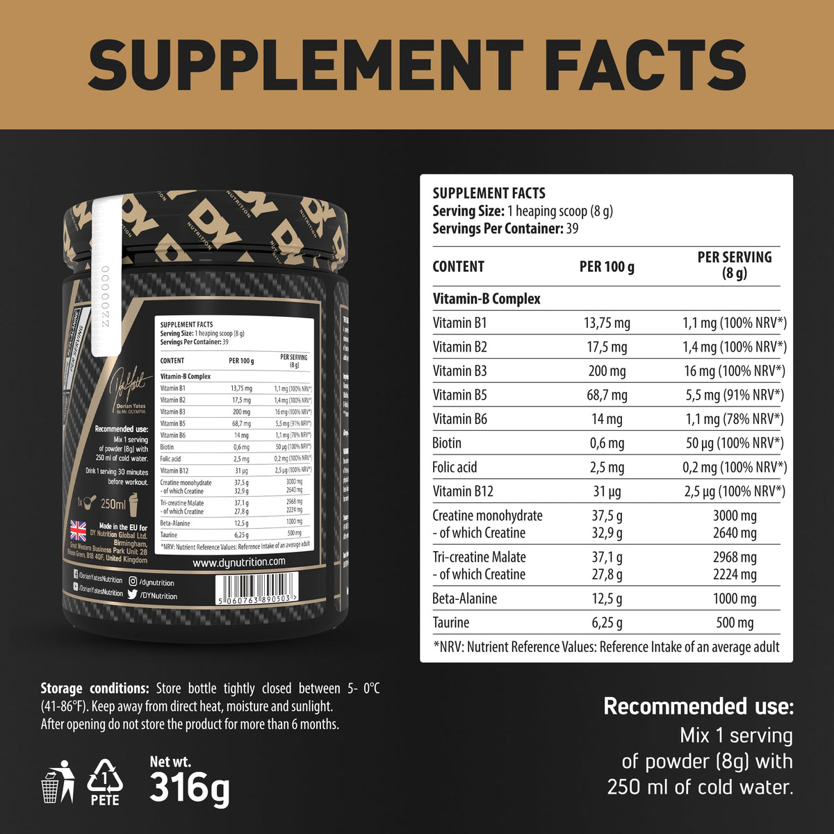 Dorian Yates The Creatine, Peach - 316 g
