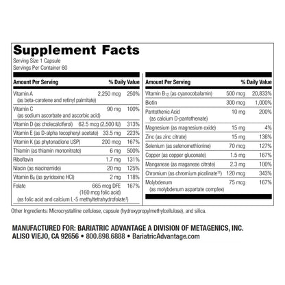 Bariatric Advantage High ADEK Multi - for Bariatric Surgery Patients - Multivitamin with Vitamins A, D, E, K & Trace Minerals Bariatric AdvantageBuy Supplements Australia