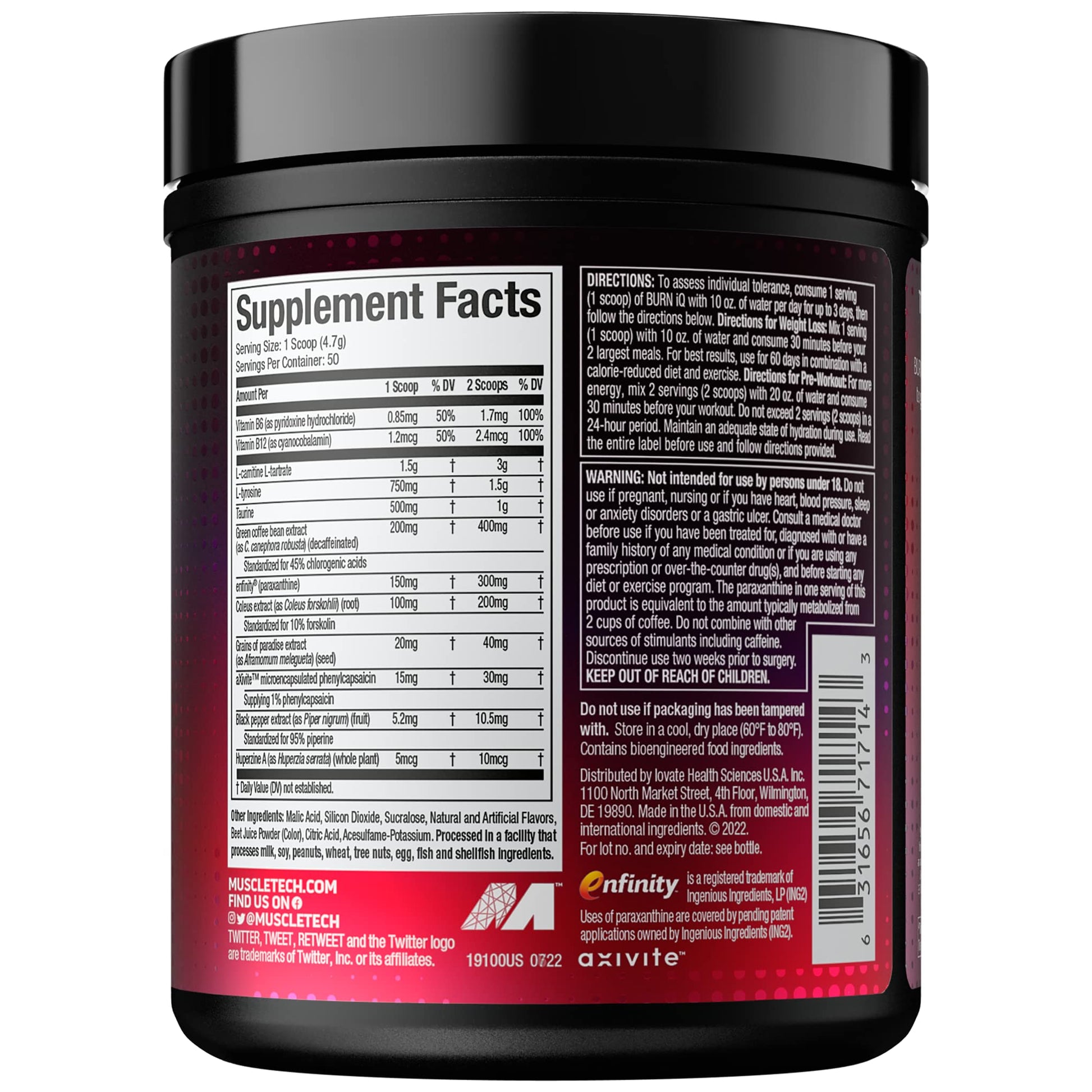 MuscleTech Burn IQ Smart Thermo Supplement Fueled with Paraxanthine Enhanced Energy MuscleTechBuy Supplements Australia
