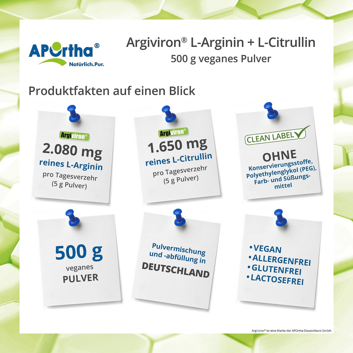 Aportha L-Arginine/L-Citrulline: 1.6 – 500g Powder | High dose in the ratio of 2 to 1.6 of L-arginine to L-citrulline, allergen-free, lactose-free and gluten-free