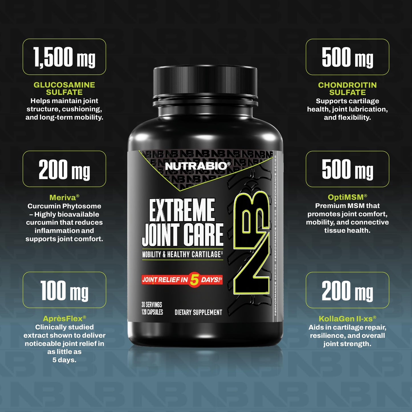 NutraBio Extreme Joint Care - Joint Support Supplement - Joint Health Supplement, Supports Joints, Mobility, and Cartilage - 120 Capsules NutraBioBuy Supplements Australia