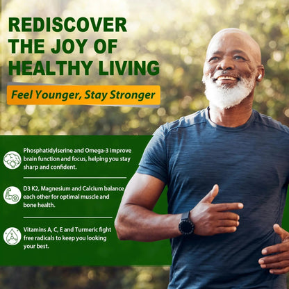 Multivitamin for Men 50 + Plus, Sugar Free Men Multivitamins Gummies w/Omega-3, Coq10, D3k2, Calcium, Magnesium NEVISSBuy Supplements Australia