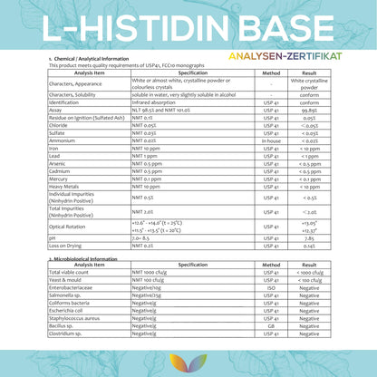 L-Histidine Base Powder, 100 g Bag, Pure Material Product, Vegan from Fermentation, Semi-Essential Amino Acid, Quality from Austria Sanutrition