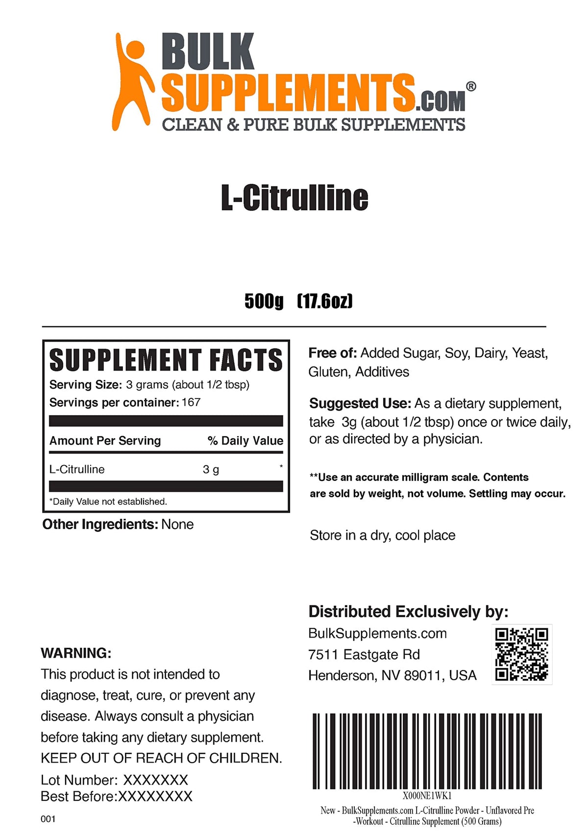 BULKSUPPLEMENTS.COM Beta Alanine 500g & L-Citrulline 500g Bundle