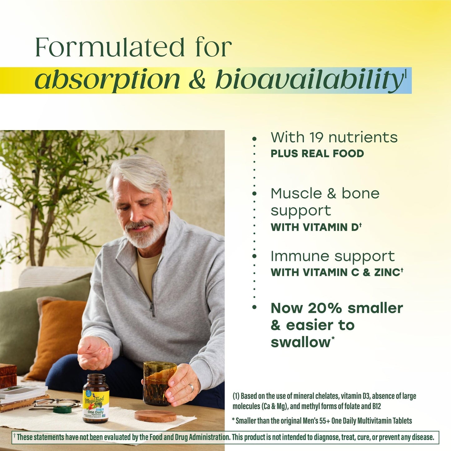 MegaFood Multivitamin for Men 55+ One Daily Mens Multivitamins, Methylated B12, Vitamin D3, C & Zinc MegaFoodBuy Supplements Australia