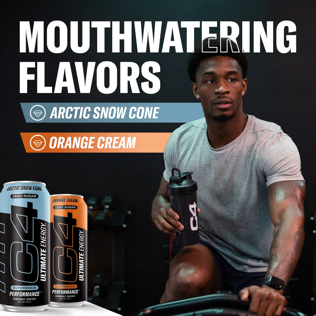 C4 Ultimate Sugar Free Energy Drink 16oz (Pack of 24) | Arctic Snow Cone | Pre Workout Performance Drink with No Artificial Colors or Dyes