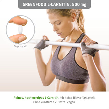 L-Carnitine, 500 mg, High Dose, 100 Tablets, No Artificial Additives | High-quality L-carnitine tartrate, fat burner, high bioavailability, laboratory tested, no genetic engineering, halal, vegan