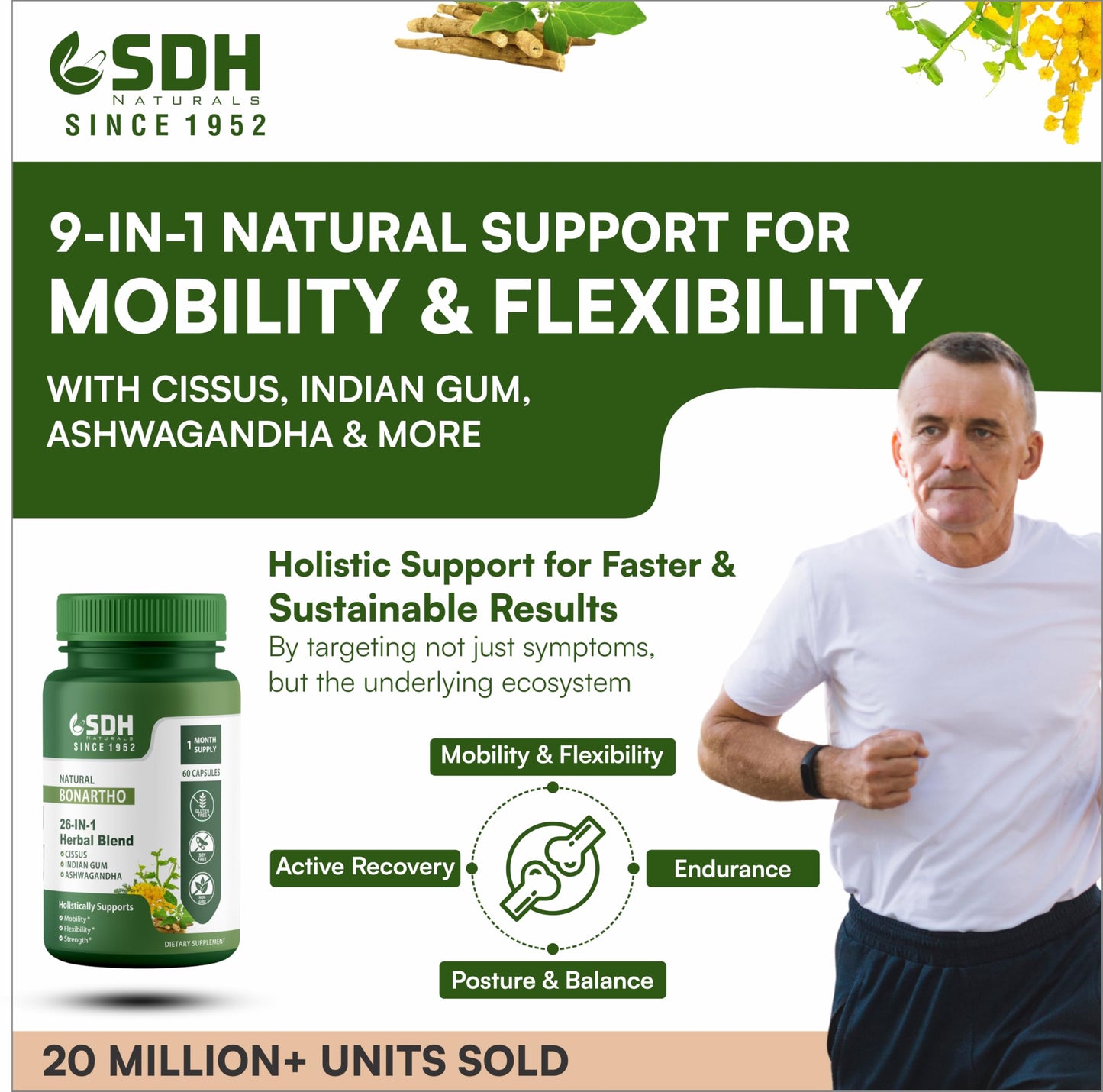 SHREE DHANWANTRI HERBALS SDH Bonartho | Bone & Joint Support Supplement | Move with Comfort & Ease | 60 Caps (1 Mon Supply) SHREE DHANWANTRI HERBALSBuy Supplements Australia