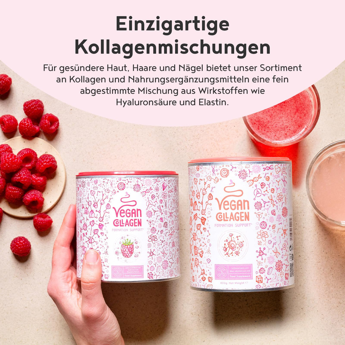 Vegan Collagen Powder + Hyaluronic Acid [400g] Vegetable Alternative to Collagen Hydrolysate, with 13 Amino Acids and Vitamin C from Camu, Tasteless, Made in Germany Alpha Foods