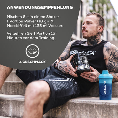 BioTechUSA Black Blood NOX+ | Pre-Workout Formula with Caffeine | With Citrulline, Arginine & Beta-Alanine NOX Complex | With Creatine Complex | Sugar Free | 12 Ounce, Blueberry Lime