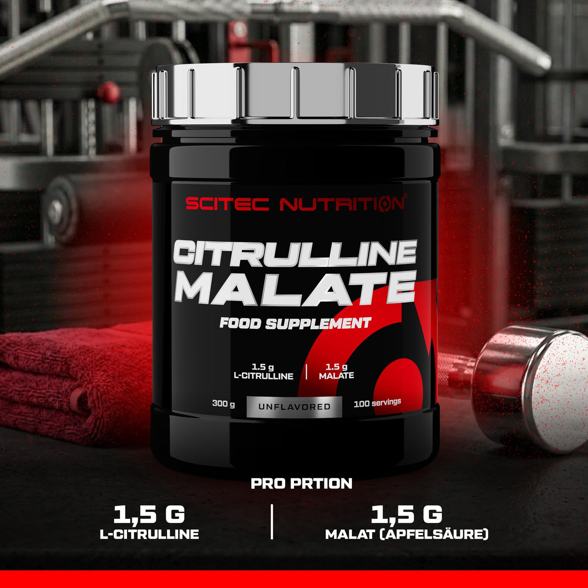 Scitec Nutrition Citrulline Malate - Flavour-Neutral Pre-Workout Powder | L-Citrulline & Malic Acid Formula - For your own pre-workout mixes - Easy to mix drink powder - 300 g, tasteless