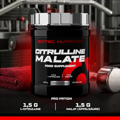 Scitec Nutrition Citrulline Malate - Flavour-Neutral Pre-Workout Powder | L-Citrulline & Malic Acid Formula - For your own pre-workout mixes - Easy to mix drink powder - 300 g, tasteless