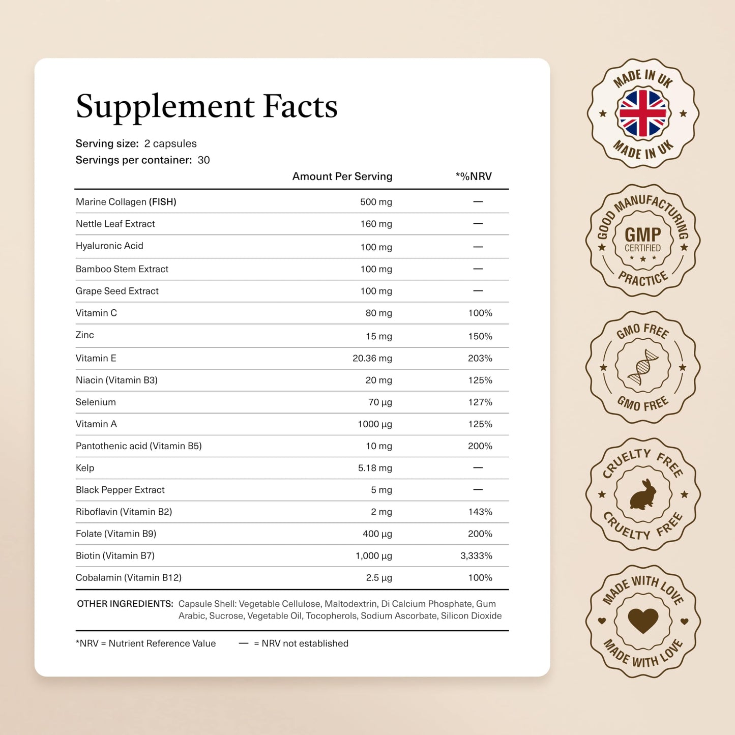 18-in-1 Hair Growth Supplement | Collagen, Hyaluronic Acid, Nettle, Silica, Biotin, Grape Seed Extract, Bamboo | Stronger, Thicker, Longer Hair – Supports Hair Volume, Shine, Scalp & Nail Health kaileaBuy Supplements Australia